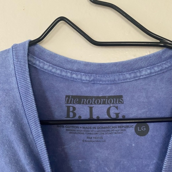 Notorious B.I.G Blue Acid Wash Cotton Graphic T Shirt Short Sleeves Biggie Large - Picture 4 of 10